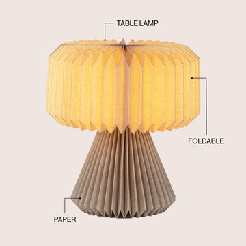 Zelda 12.8" Modern Art Deco Paper Pleated Shade Accent LED Table Lamp